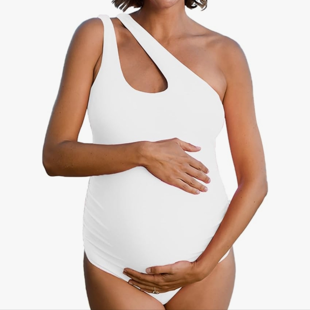 One Shoulder One Piece Swimsuit - Maternity